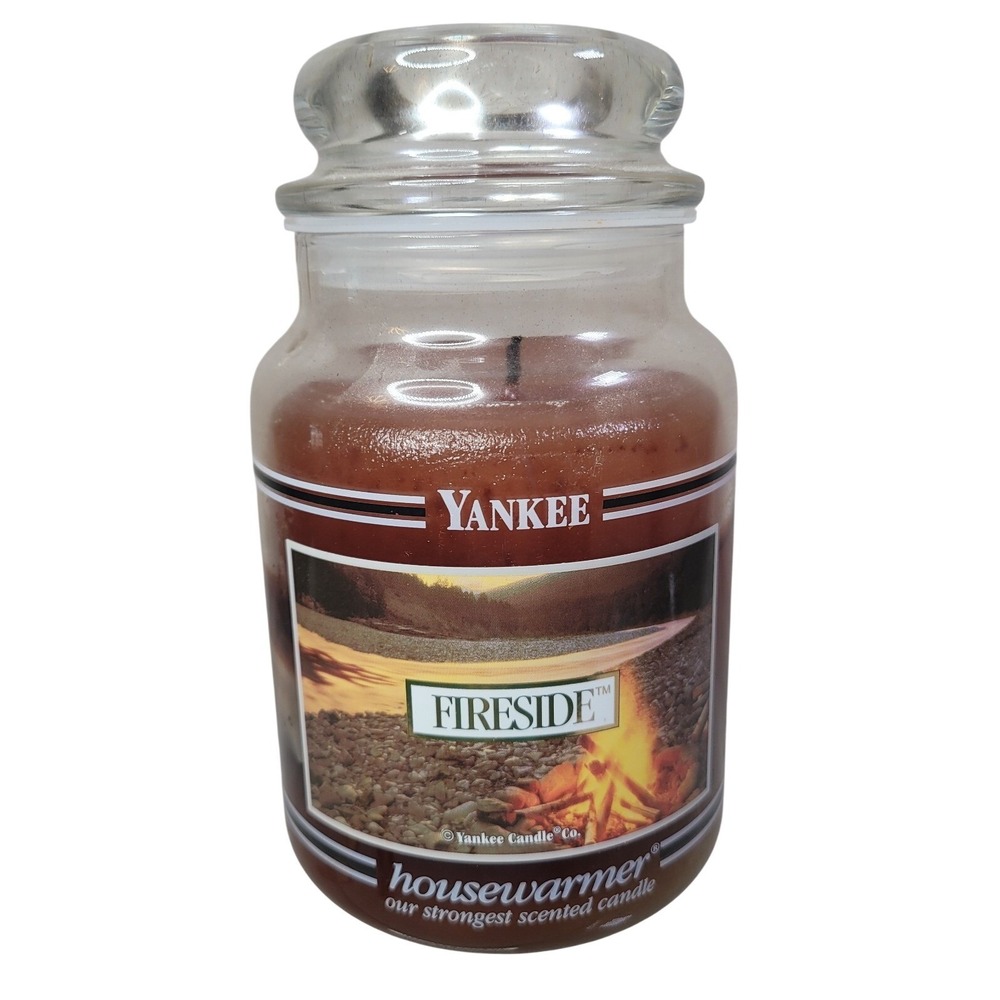 Yankee Candle House Warmer Fireside Retired Scent Black Band 22 oz Burned Once